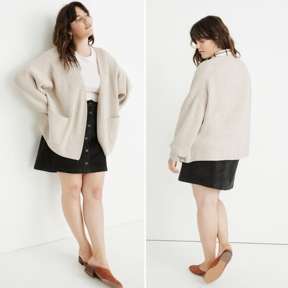 Madewell Women's XL Merino Wool Blend Redford Cardigan Sweater Oversized Boxy - Picture 1 of 8